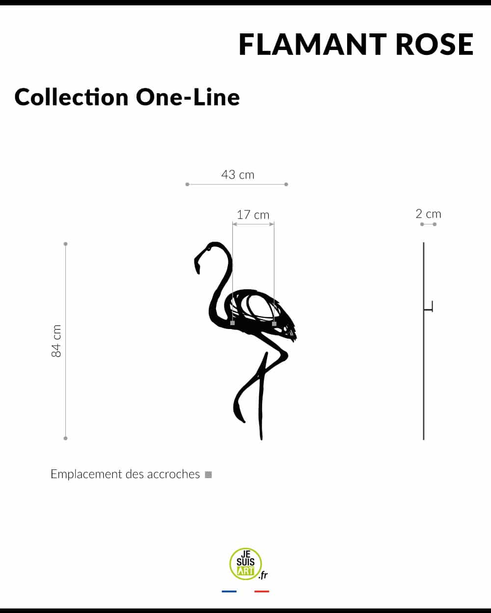 je-suis-art-animaux-flamant-rose-one-line-tableau-m-tal-blanc-et-noir image 3