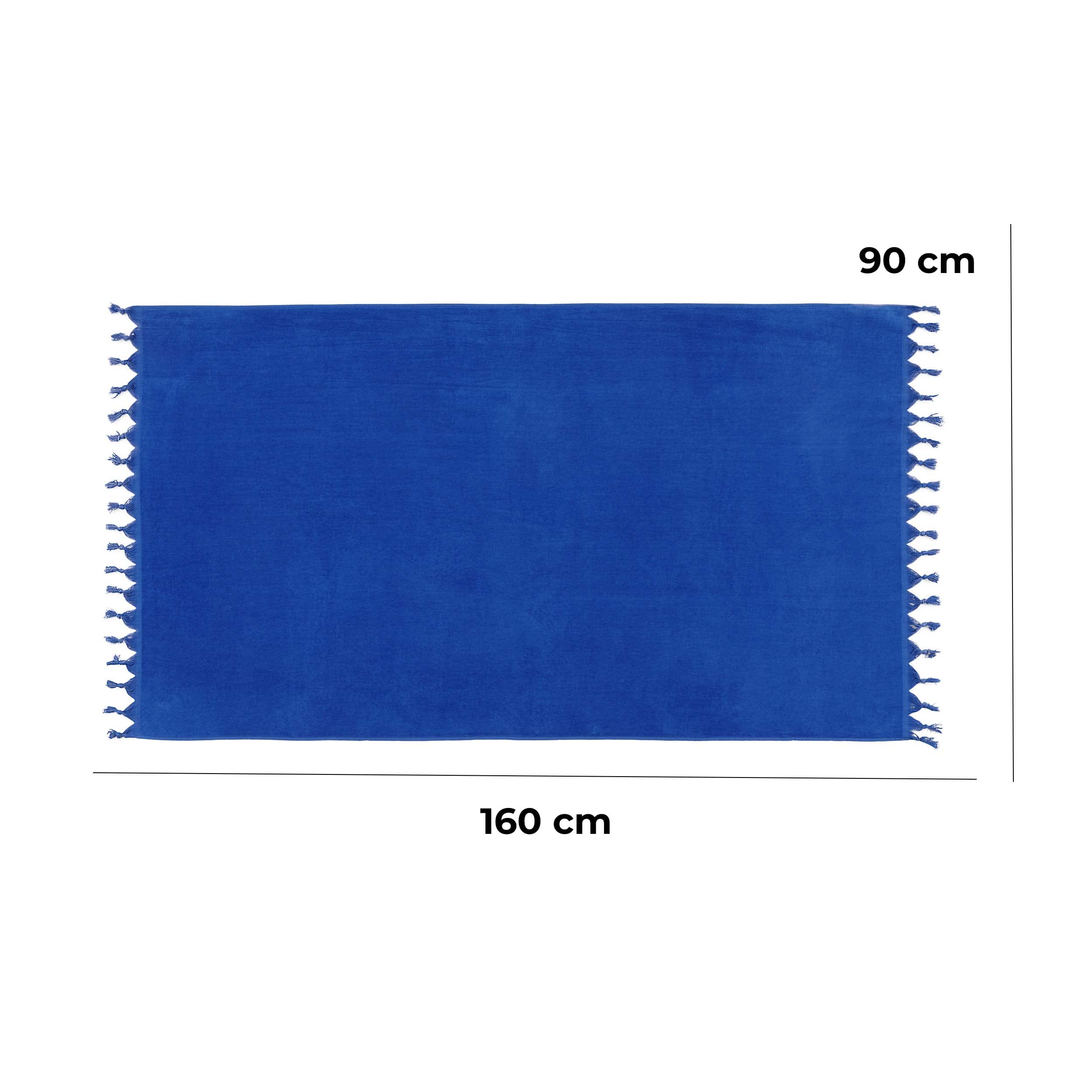 baroni-home-outdoor-serviette-plage-coton-bleu-royal-90x160-cm image 2