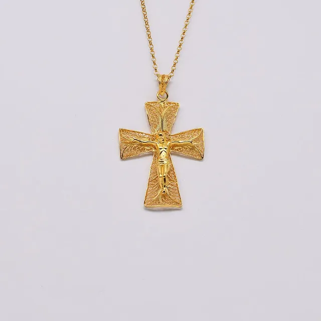 luisa-paix-o-crucifixo-pendentif-filigrane-argent-dor-5cm image 1