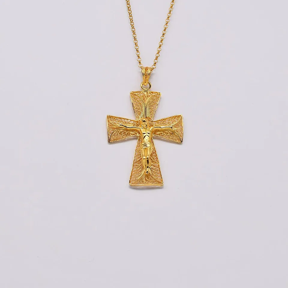 luisa-paix-o-crucifixo-pendentif-filigrane-argent-dor-5cm image 1