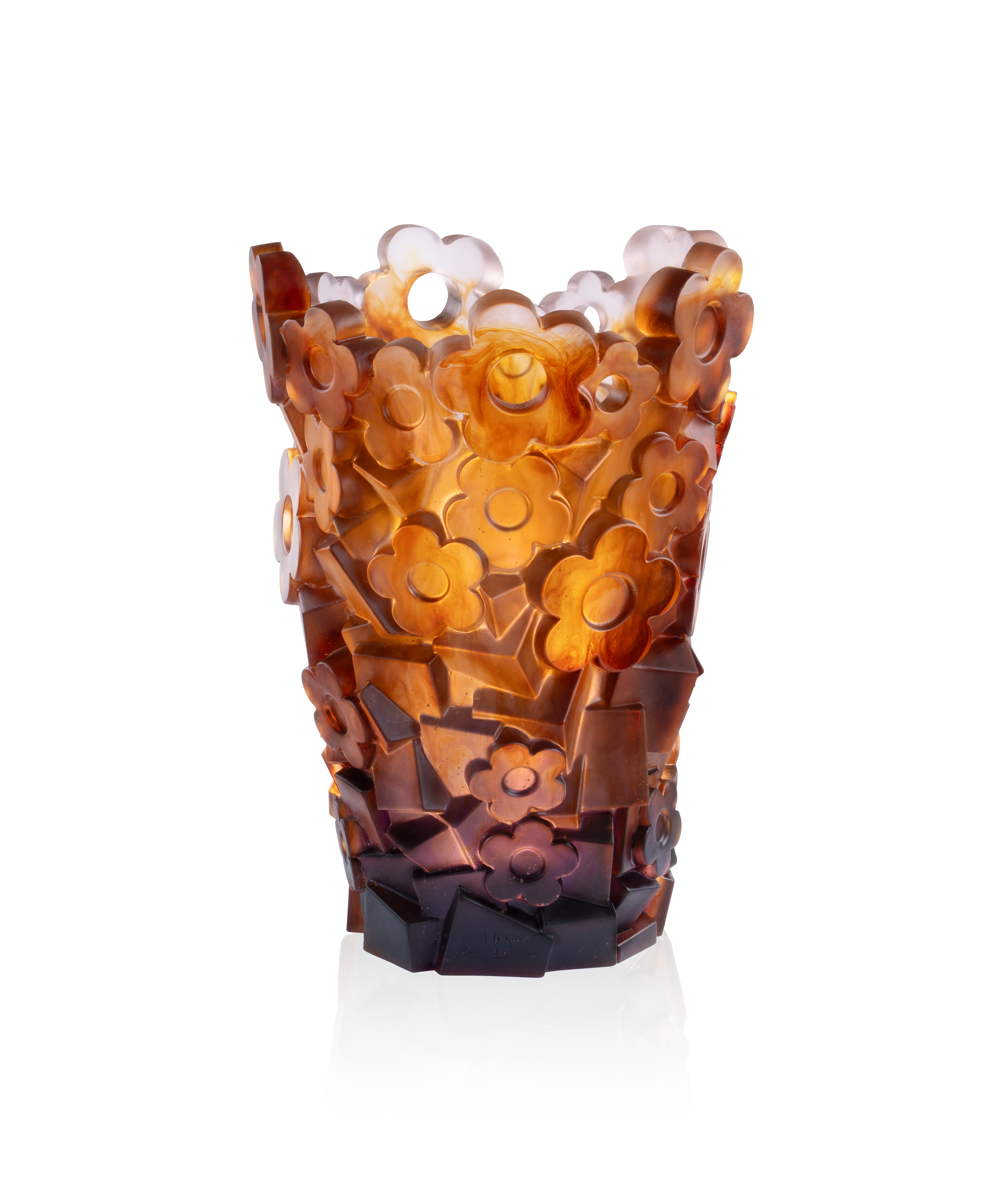 daum-art-cristal-blooming-rock-hubert-le-gall-vase-grand-mod-le-99-ex image 1