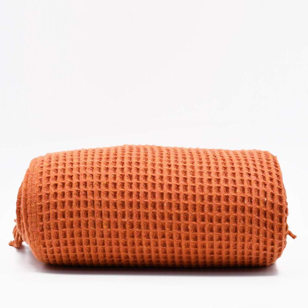 luisa-paix-o-plaid-coton-gaufr-orange-200x140cm image 1