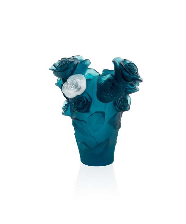 daum-univers-v-g-tal-rose-passion-petit-vase-bleu-fleur-blanche image 1