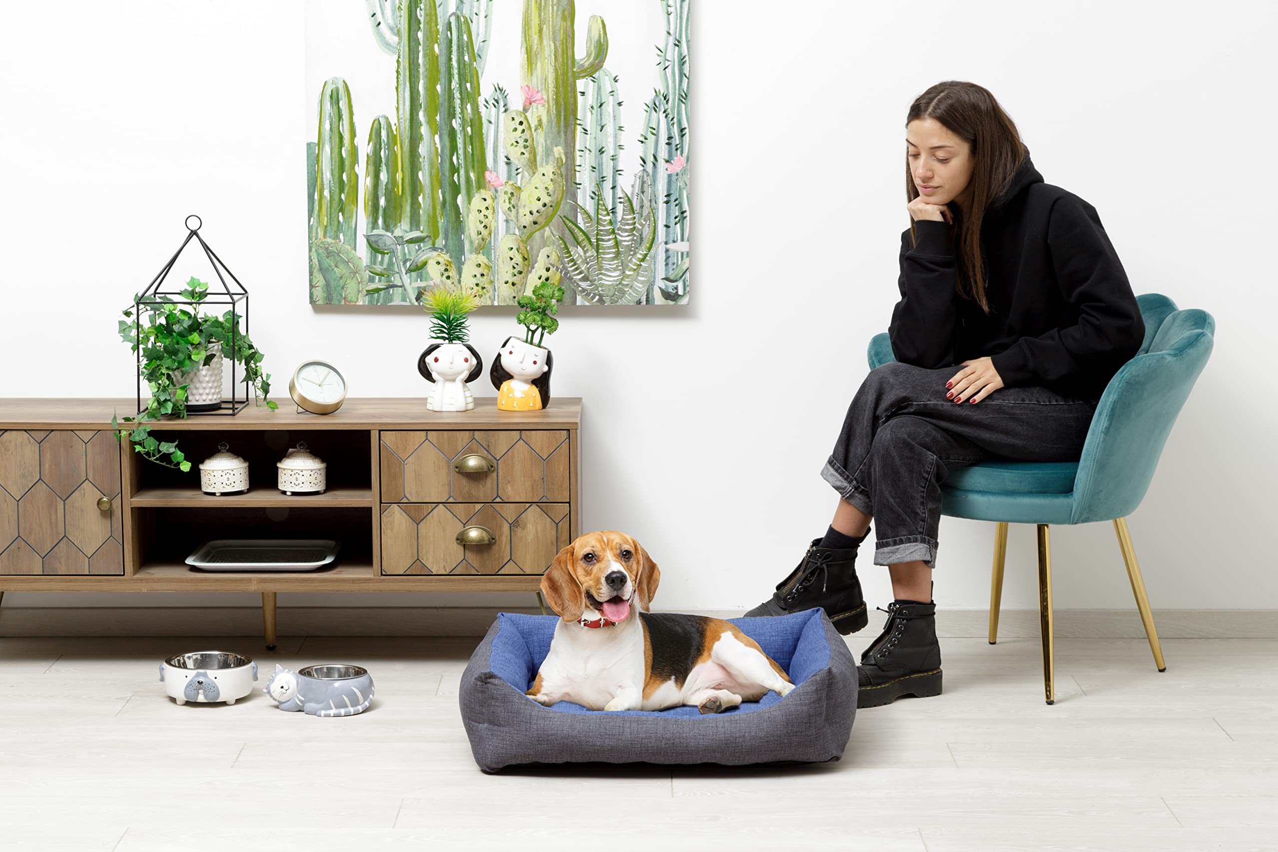 baroni-home-pet-niche-chien-chat-m-60x70cm-gris-bleu image 4