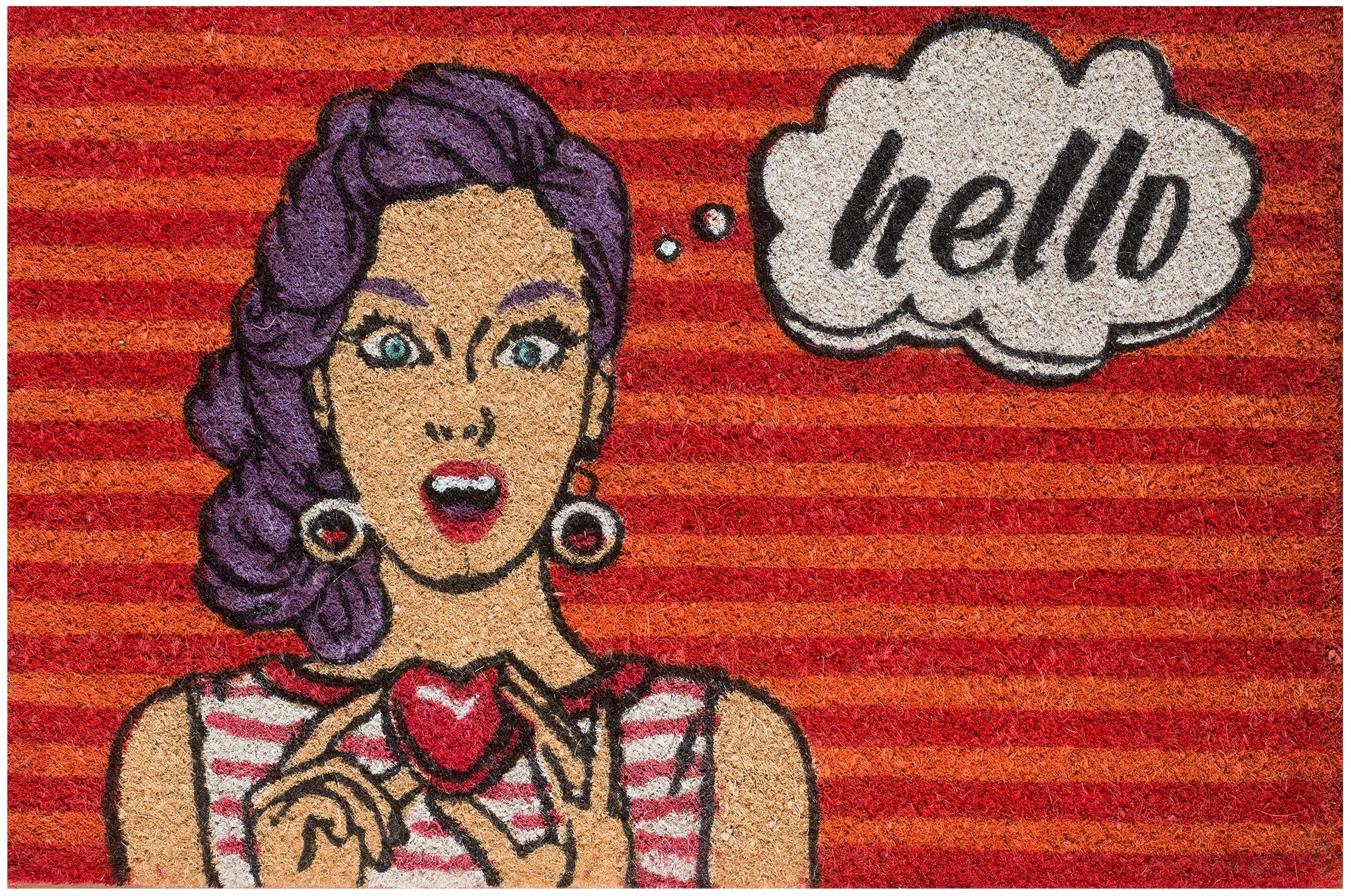 baroni-home-paillasson-coco-pop-art-hello-60x40-cm image 1