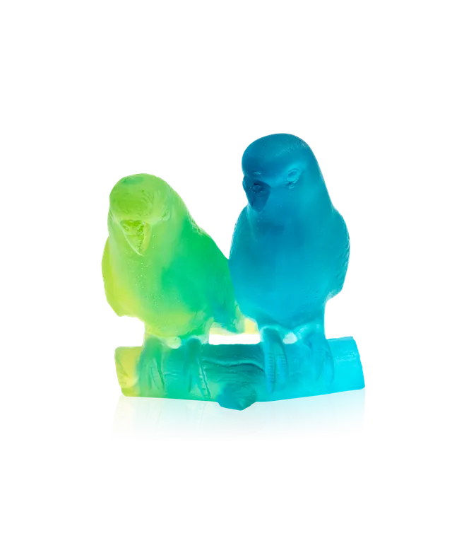 daum-univers-animalier-couple-perruches-sculpture-bleu image 1