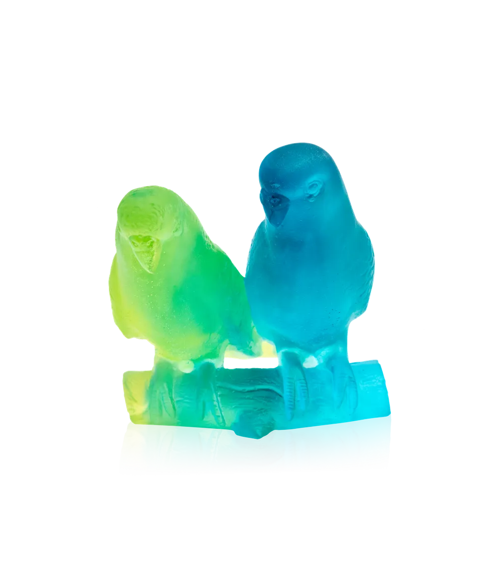 daum-univers-animalier-couple-perruches-sculpture-bleu image 1