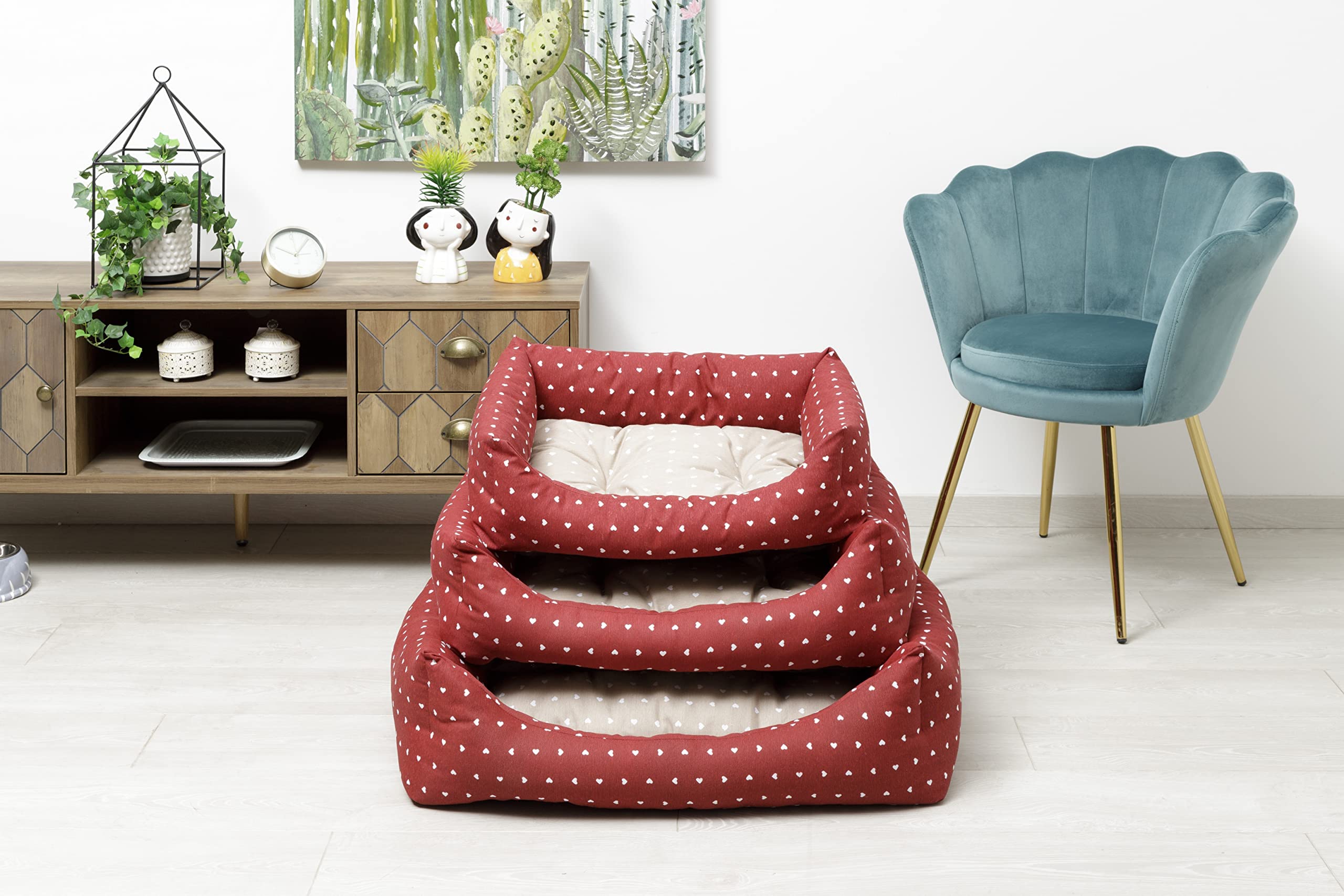 baroni-home-pet-panier-chien-rouge-c-urs-blancs-70x85-cm image 6