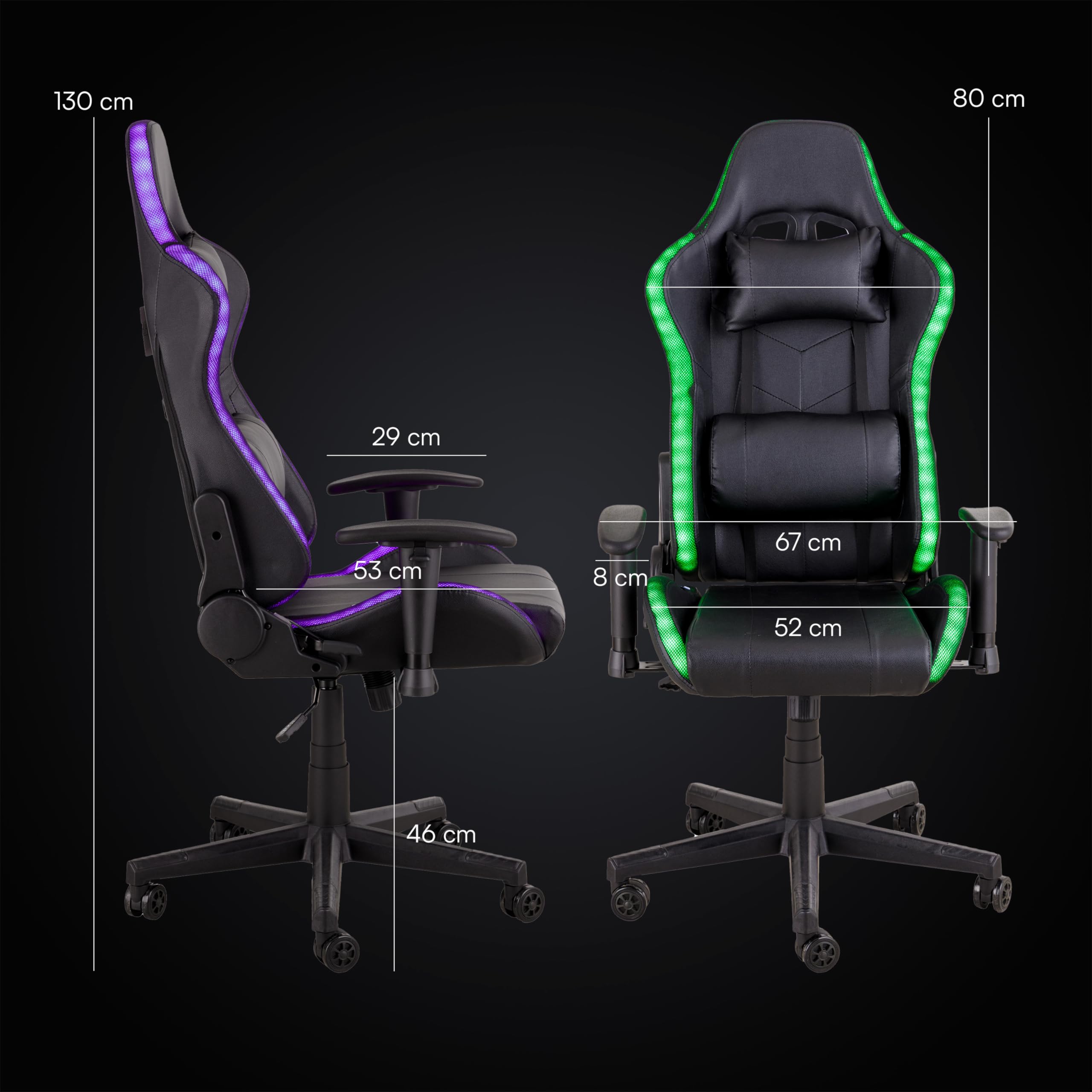 baroni-home-sedie-chaise-gaming-noir-led-dossier-180 image 3