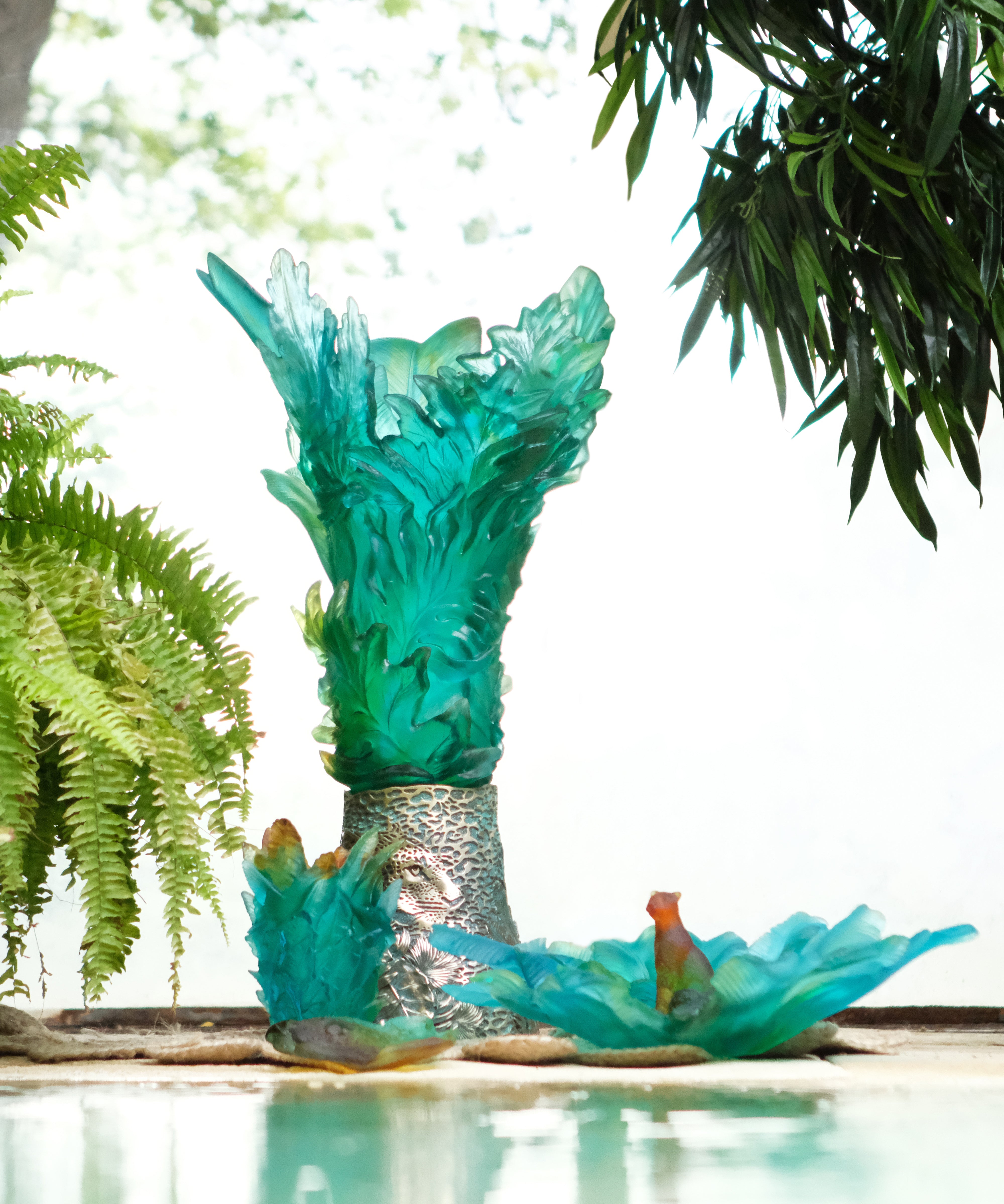 daum-l-opard-tropical-vide-poche-cristal-ambre-vert image 3