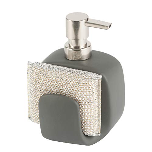 baroni-home-tutto-bagno-distributeur-savon-c-ramique-gris-fonc-porte-ponge image 4