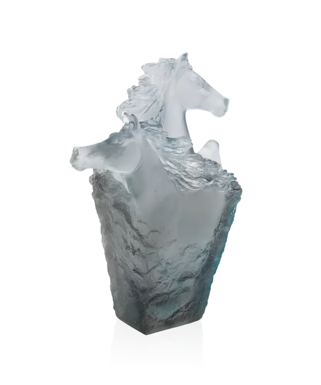 daum-cavalcade-porte-crayon-cristal-bleu-gris-cheval image 1