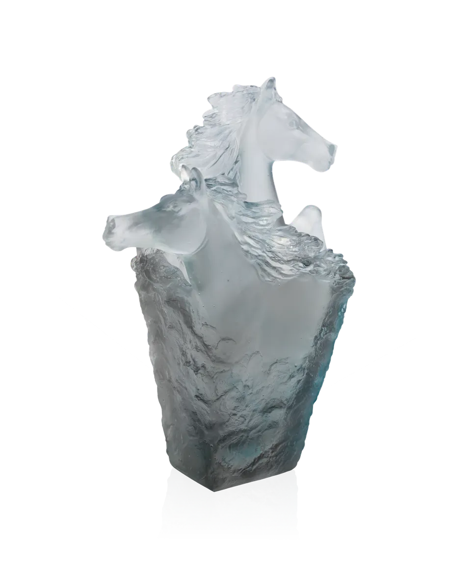 daum-cavalcade-porte-crayon-cristal-bleu-gris-cheval image 1