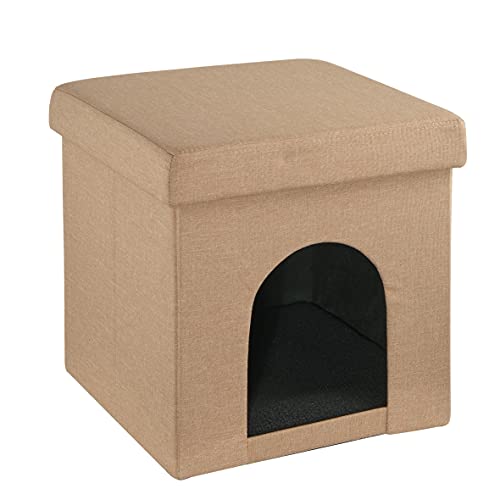 baroni-home-pet-panier-chien-chat-taupe-pliable-38x38x38 image 8