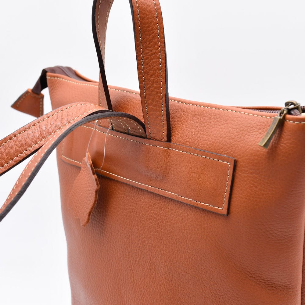 luisa-paix-o-sac-dos-cuir-marron-clair-25x33cm-coton image 3
