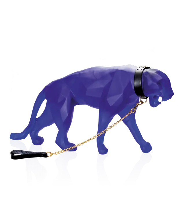 daum-orlinski-wild-panther-sculpture-cristal-bleu-grand-mod-le-8-ex image 1