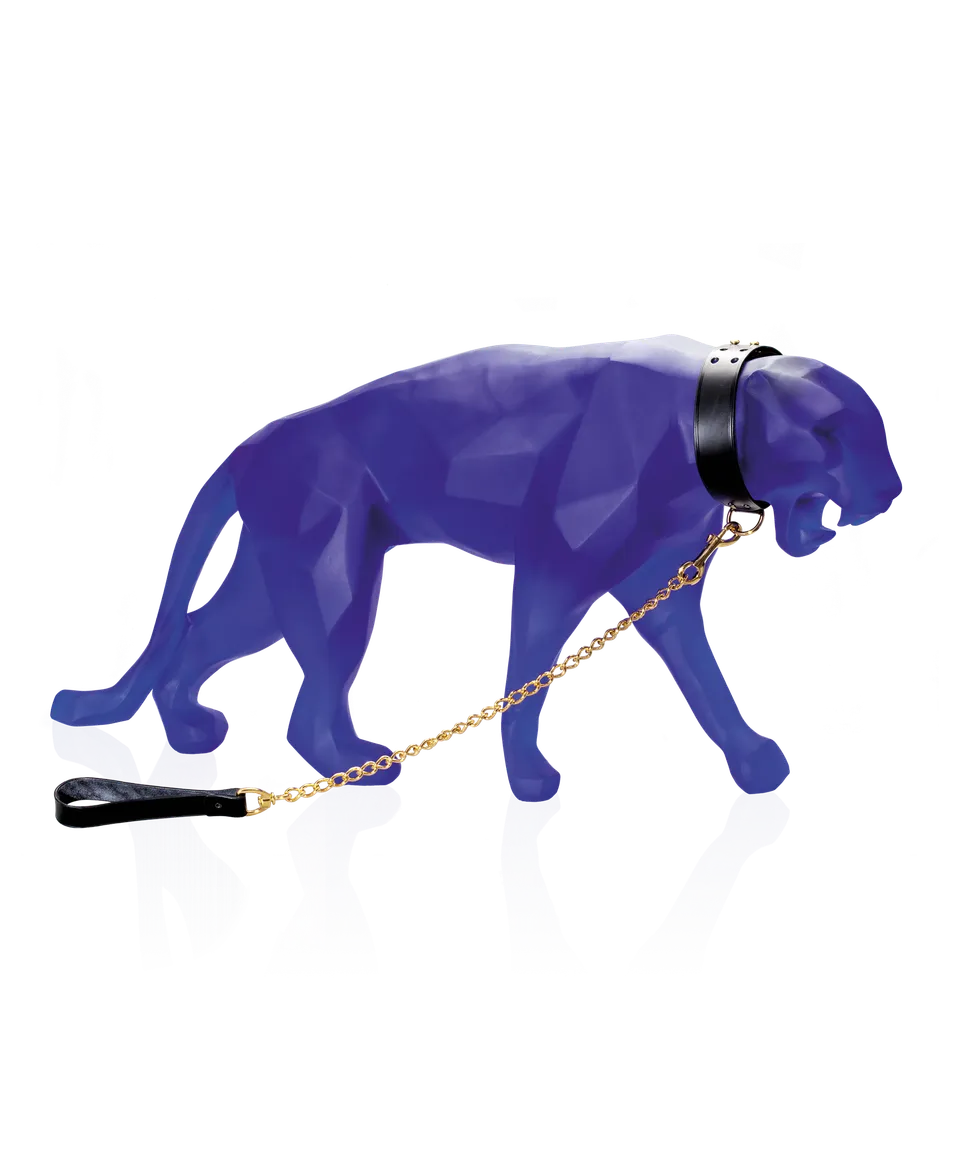 daum-orlinski-wild-panther-sculpture-cristal-bleu-grand-mod-le-8-ex image 1