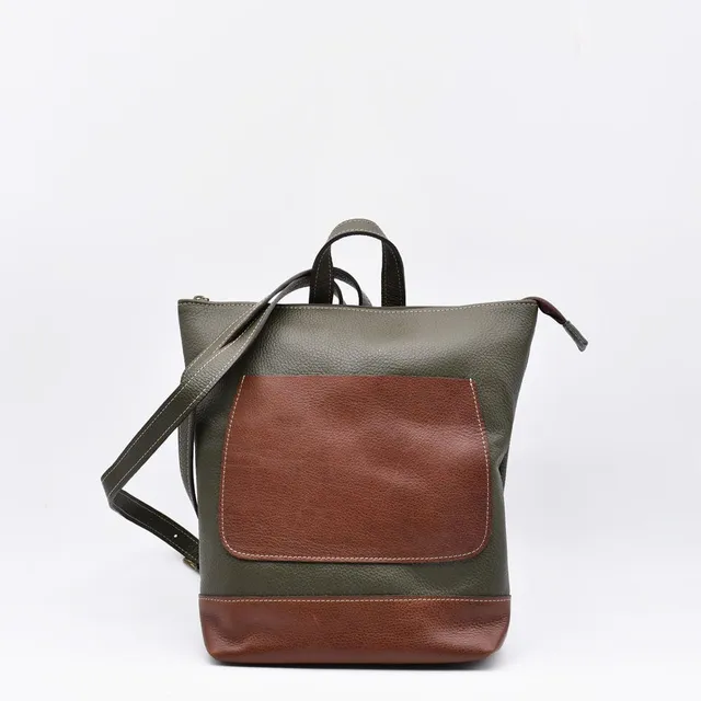 luisa-paix-o-sac-dos-cuir-vert-olive-cuir-grain-33cm image 1