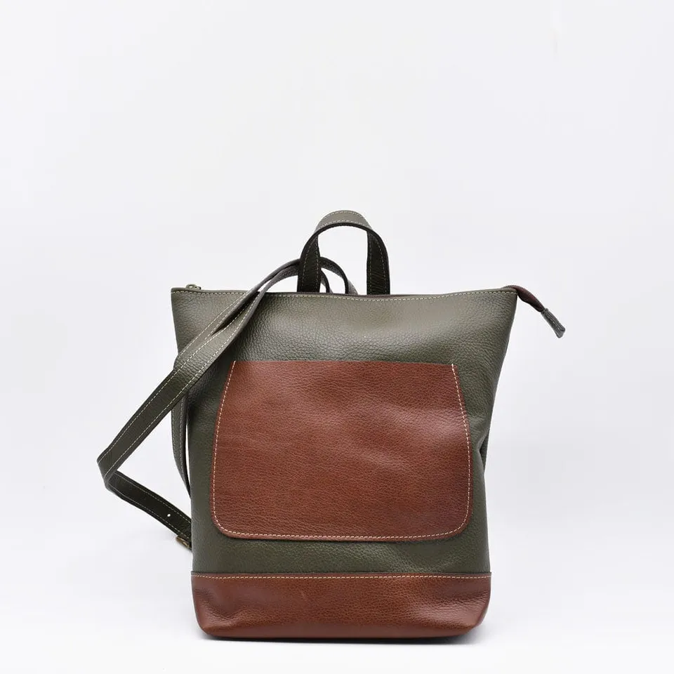 luisa-paix-o-sac-dos-cuir-vert-olive-cuir-grain-33cm image 1
