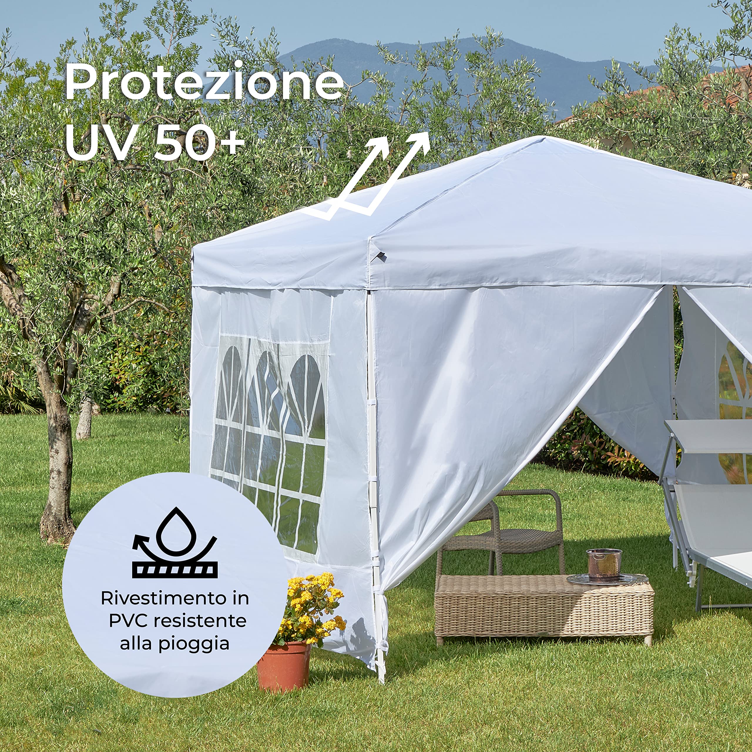 baroni-home-outdoor-tonnelle-de-jardin-blanche-3x3-m-pliable image 3