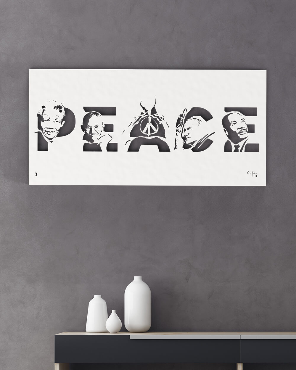 je-suis-art-tableaux-peace-tableau-m-tal-mandela-gandhi image 3