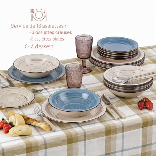 baroni-home-cucina-service-18-assiettes-c-ramique-bleu-gris-6-personnes image 8