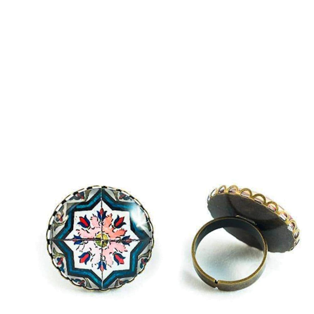 luisa-paix-o-azulejo-bague-verre-ajustable-motif-2-5cm image 1