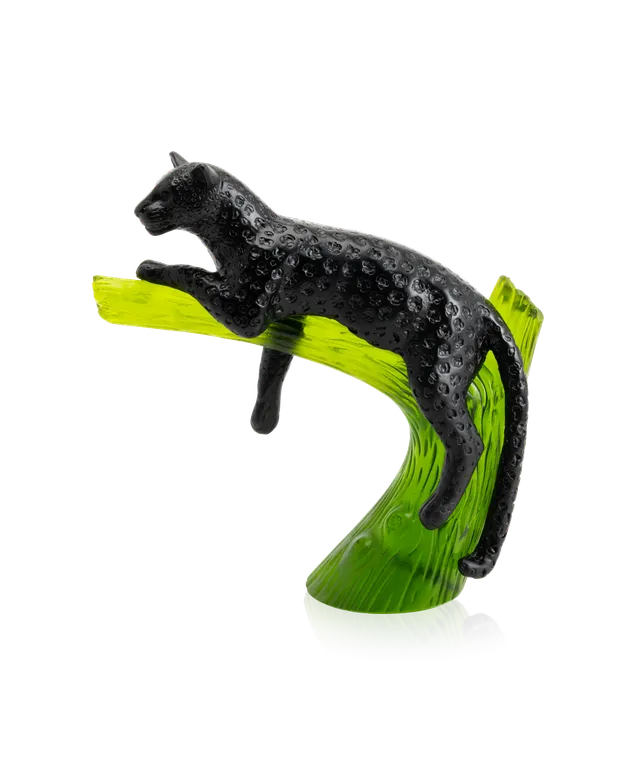 daum-univers-animalier-panth-re-sur-arbre-sculpture-noire image 1