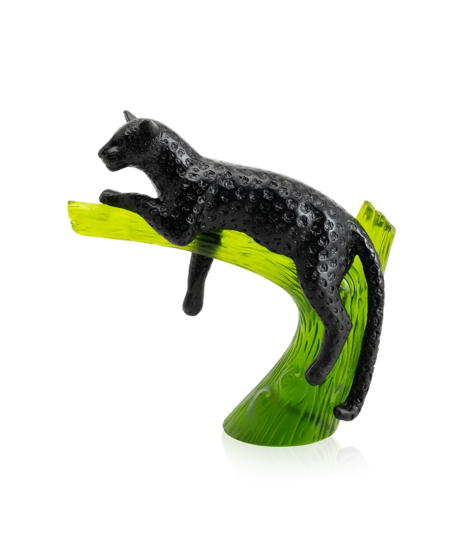 daum-univers-animalier-panth-re-sur-arbre-sculpture-noire image 1