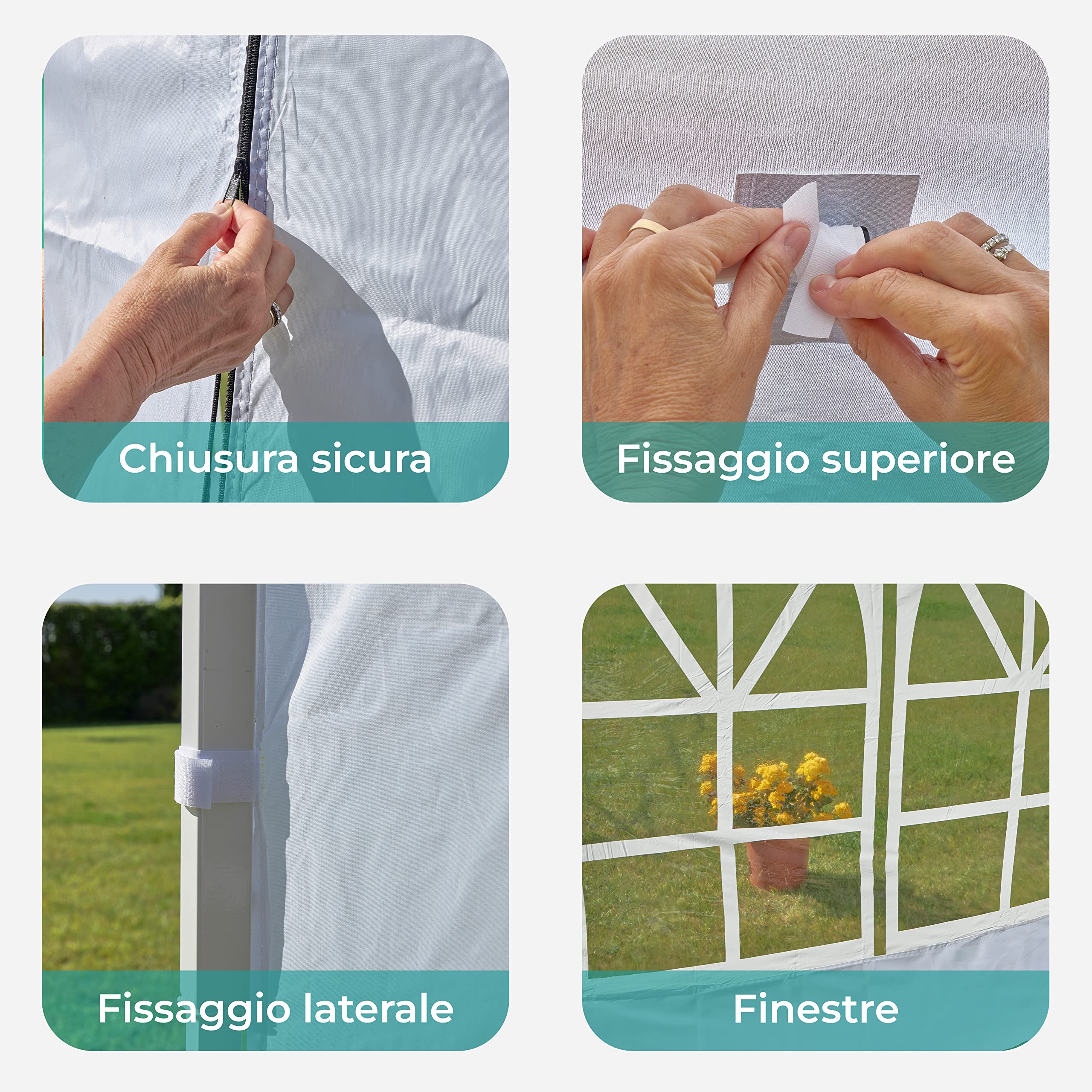 baroni-home-outdoor-tonnelle-de-jardin-blanche-3x3-m-pliable image 5