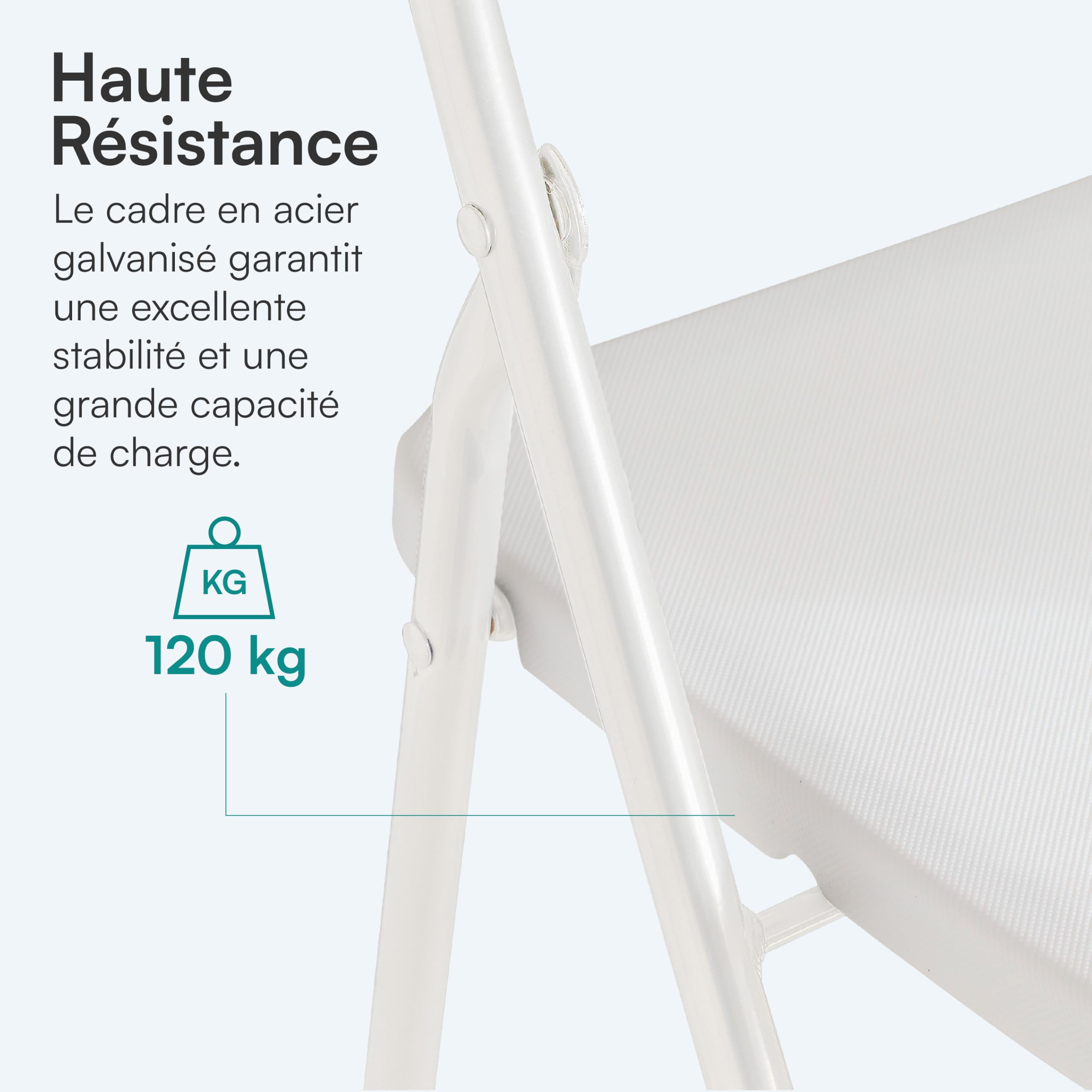 baroni-home-sedie-chaise-pliante-blanc-42x38x78cm-acier image 5