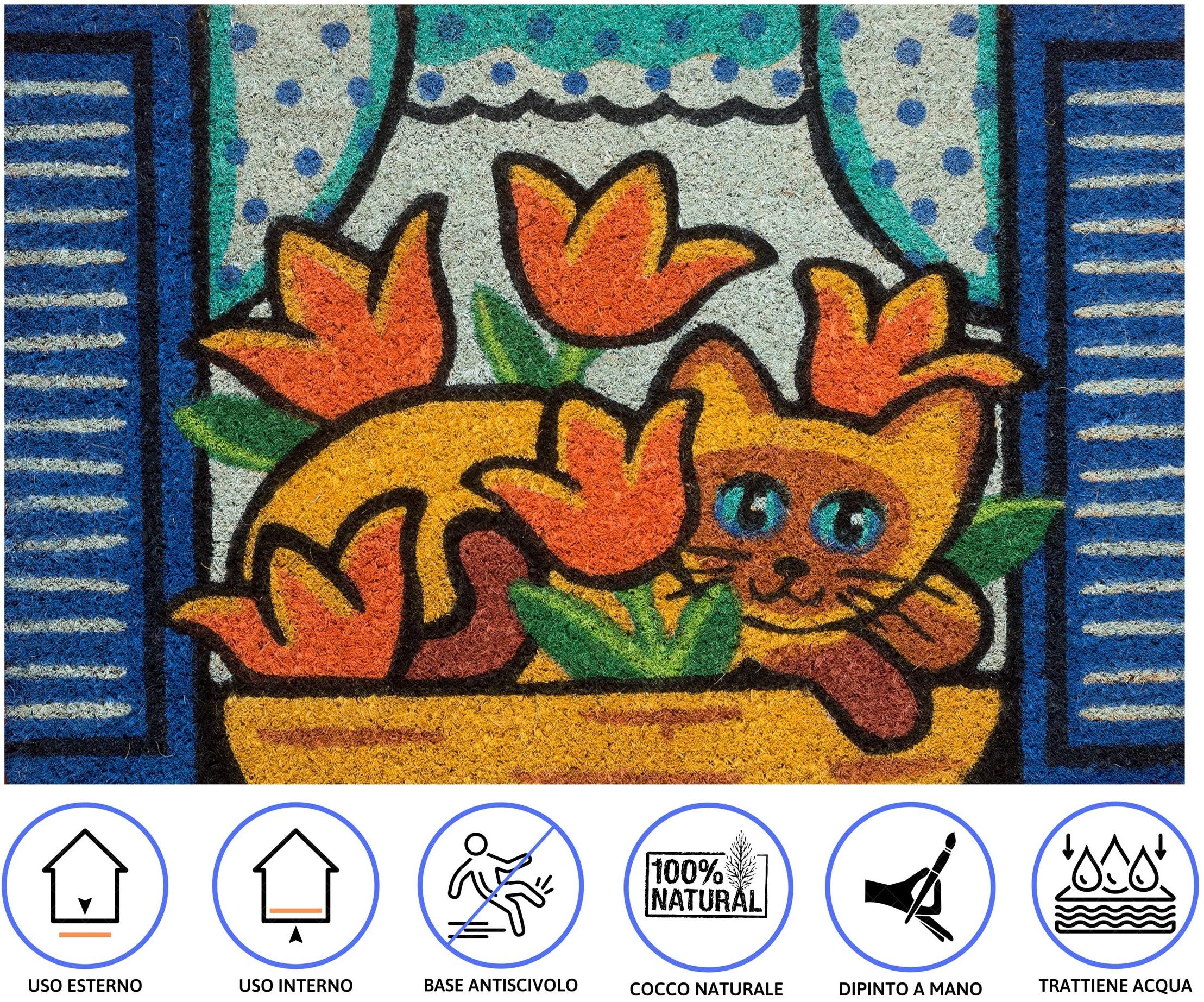 baroni-home-paillasson-chats-siamois-tulipes-60x40-cm image 5