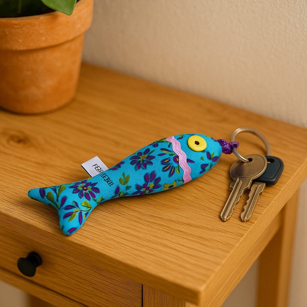 luisa-paix-o-sardine-porte-cl-s-tissu-turquoise-12cm image 2