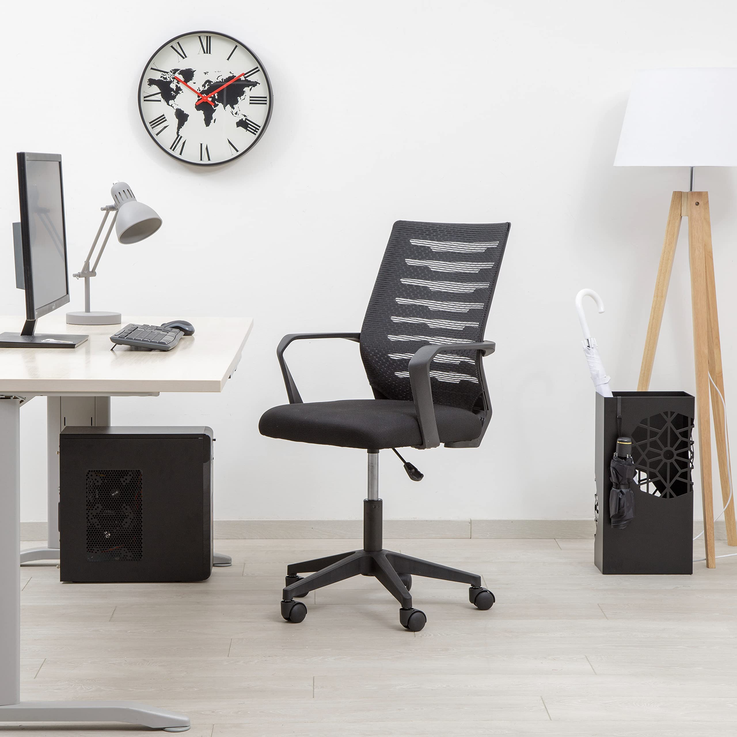 baroni-home-sedie-chaise-de-bureau-noire-roulettes-53x56x98 image 2