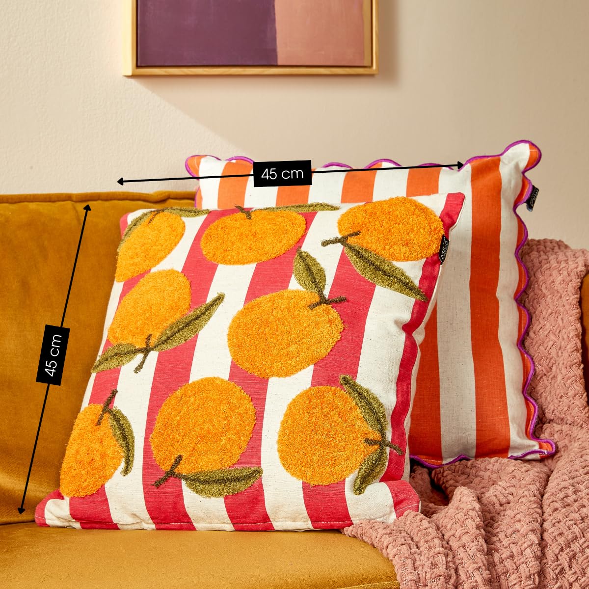 mica-decorations-orange-coussin-d-coratif-45x45-fleuri image 2