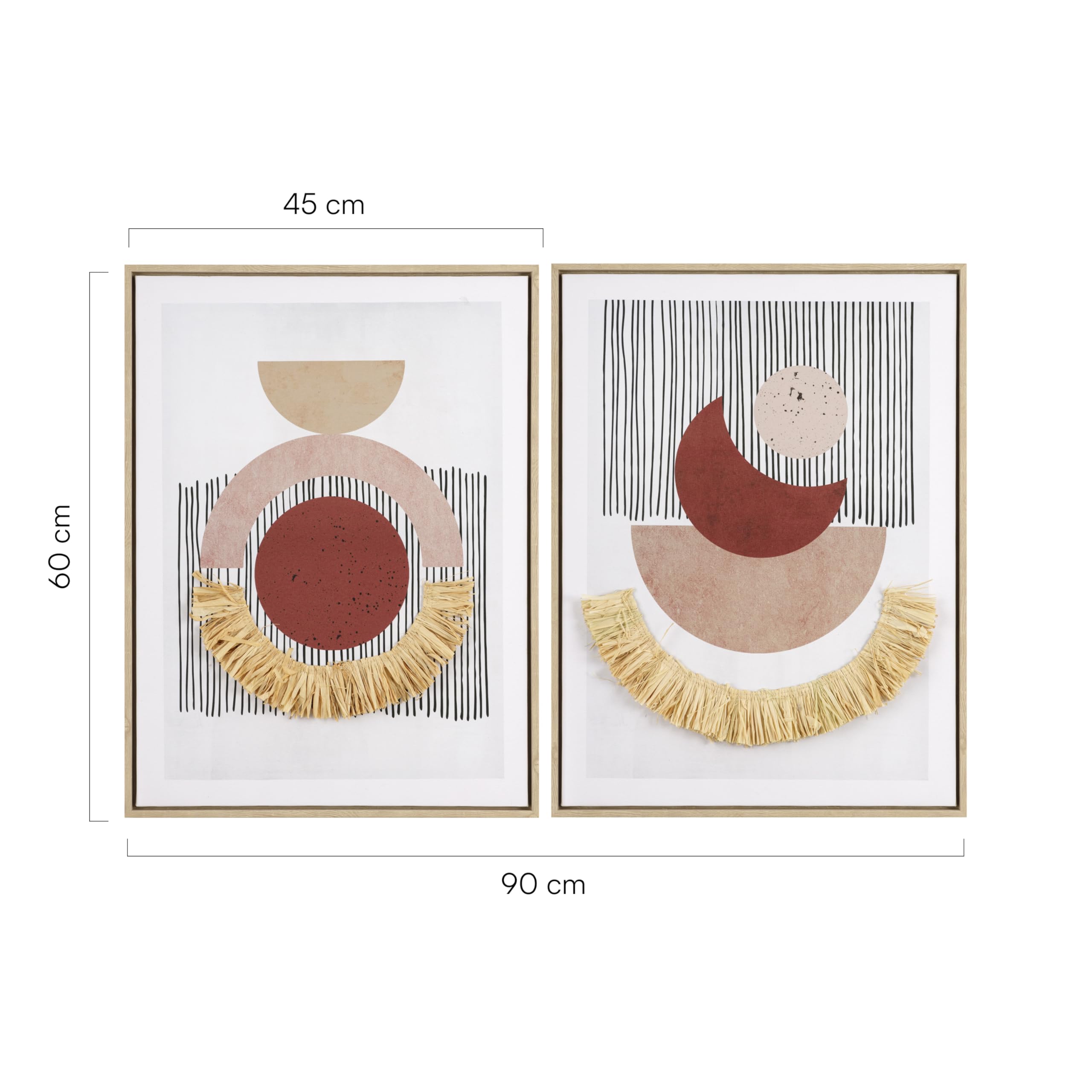 baroni-home-quadri-tableau-toile-abstrait-paille-lot-de-2-45x60 image 5