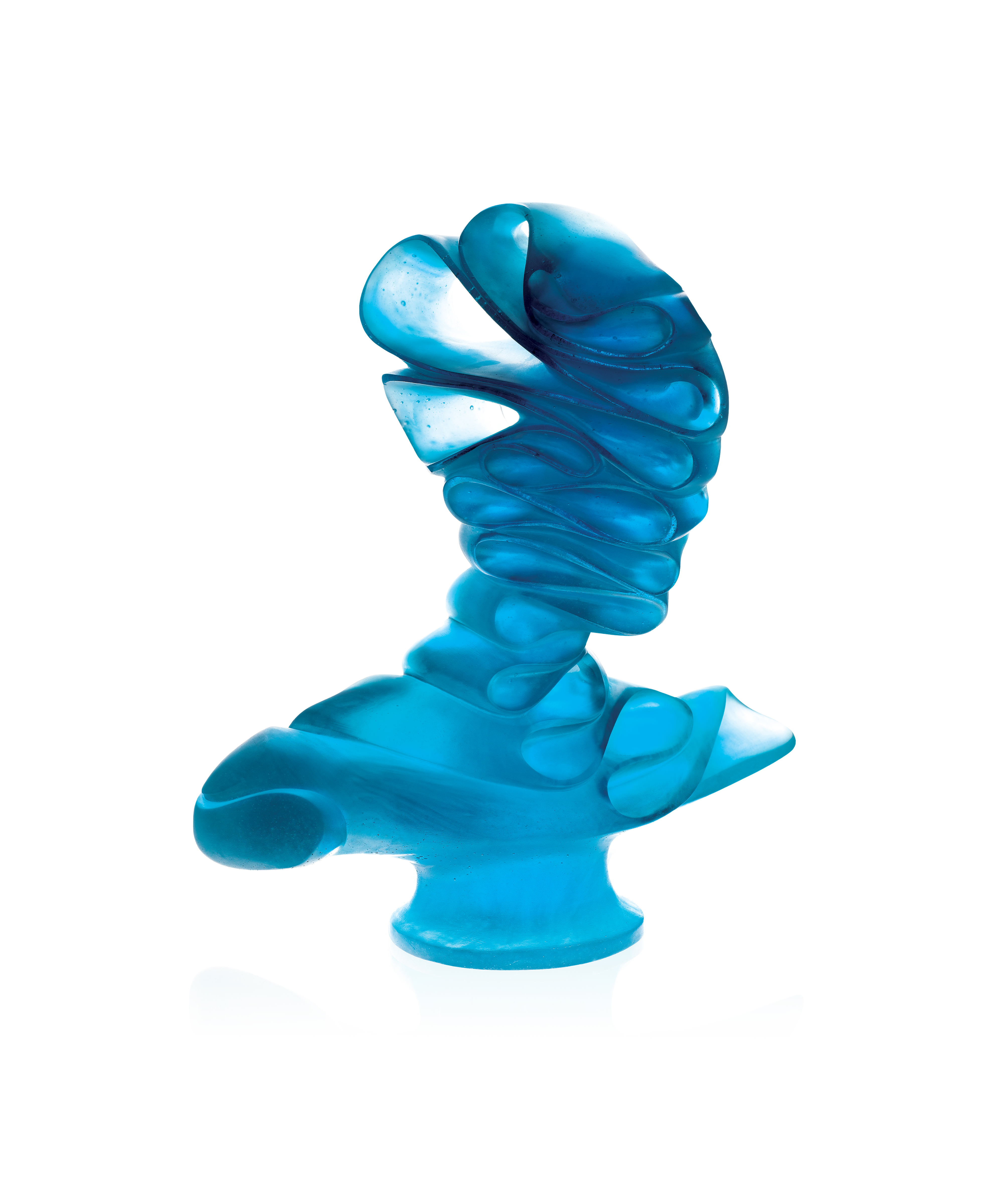 daum-art-cristal-masque-de-verre-bleu-jean-faucheur-sculpture-275-ex image 1