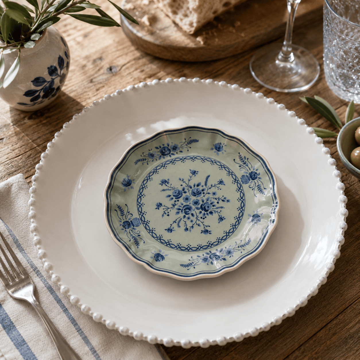 luisa-paix-o-pearl-vila-assiettes-gr-s-blanc-vert-28-17cm image 2