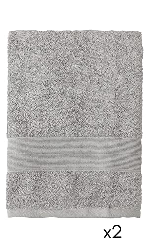 baroni-home-drap-de-bain-coton-gris-serviette-90x140-cm image 6