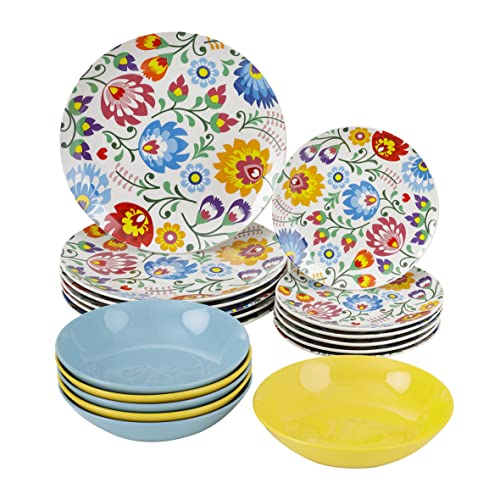 baroni-home-cucina-service-assiettes-18-pi-ces-fleurs-color image 2