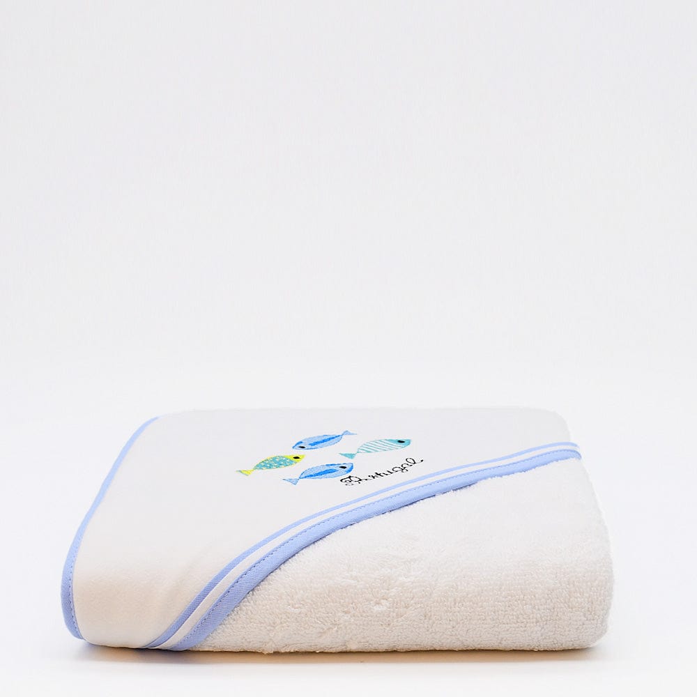 luisa-paix-o-drap-de-bain-b-b-capuche-sardines-bleu-100x100cm image 1