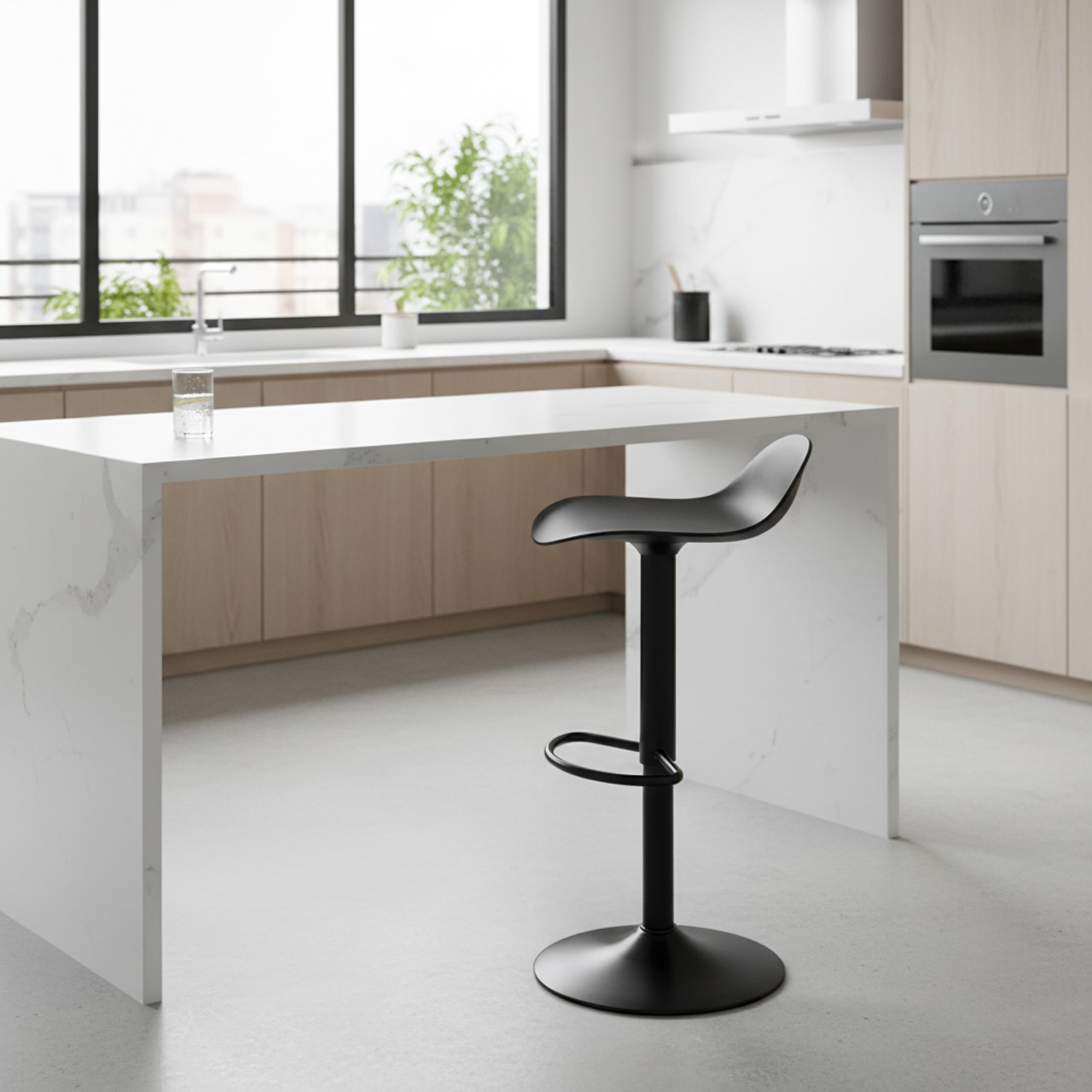 baroni-home-sedie-tabouret-bar-noir-r-glable-64-86-cm image 2