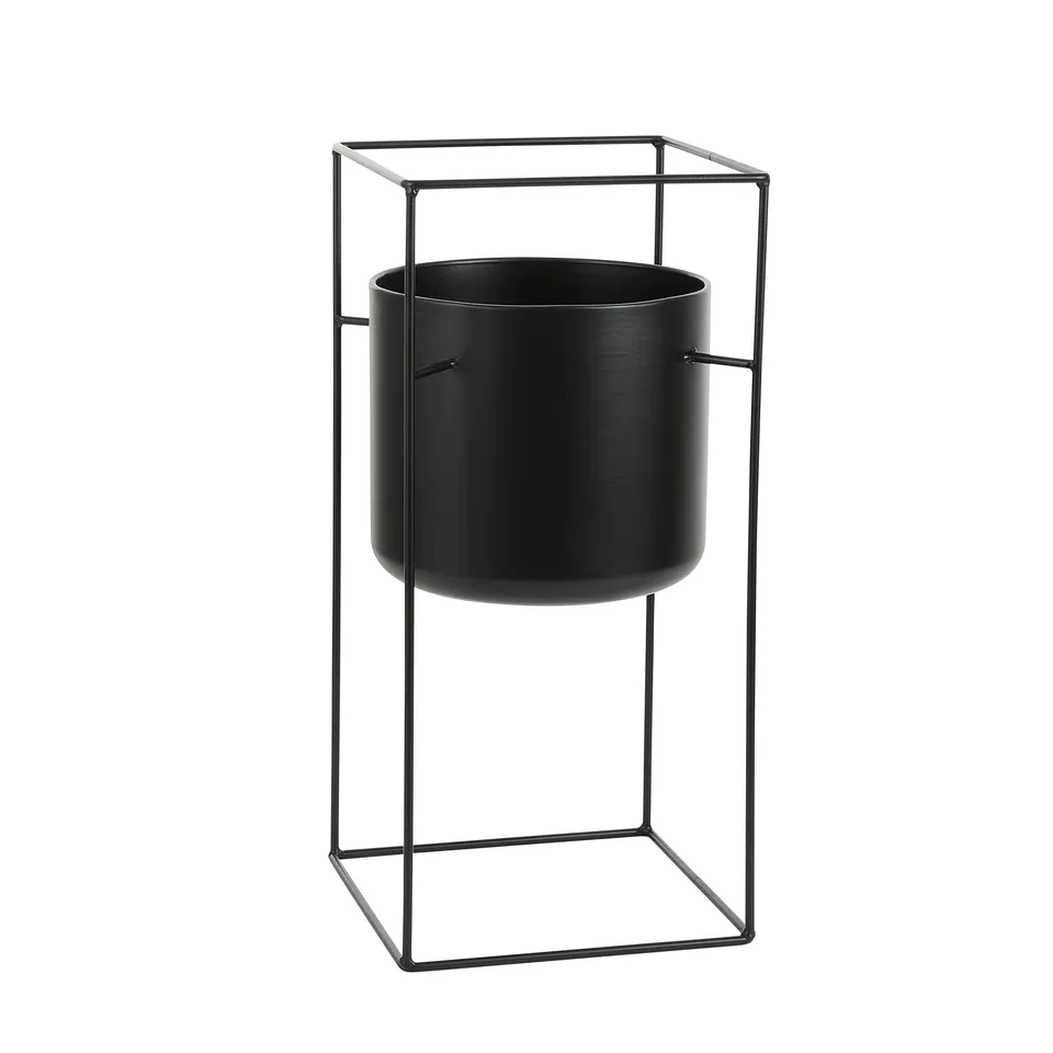 mica-decorations-porte-pot-de-fleurs-m-tal-noir-55-cm image 1