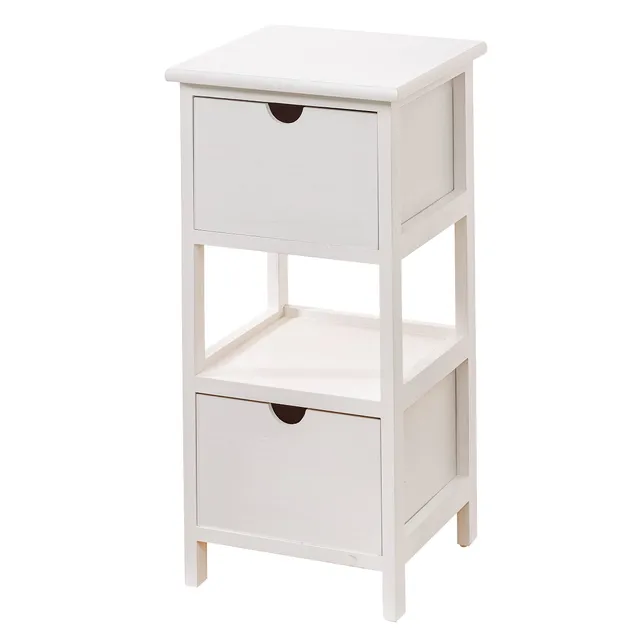 baroni-home-table-de-chevet-blanche-2-tiroirs-30x30x61-cm image 1