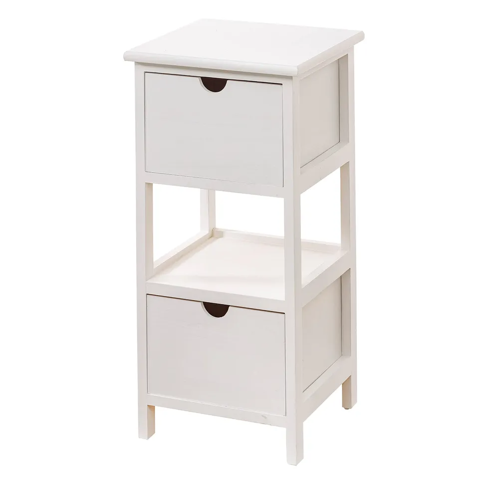 baroni-home-table-de-chevet-blanche-2-tiroirs-30x30x61-cm image 1