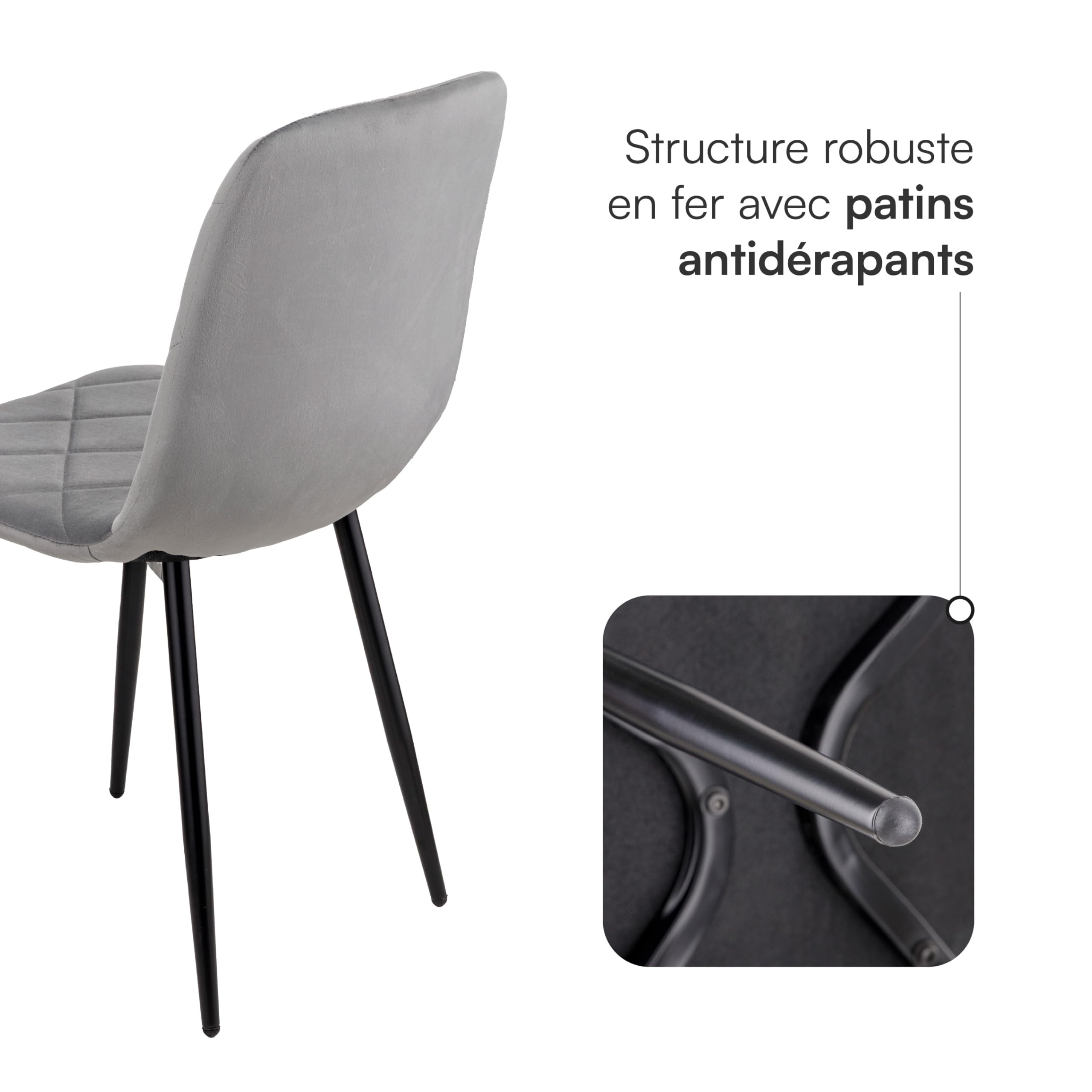 baroni-home-sedie-chaise-velours-gris-pieds-fer-52x44x85 image 6