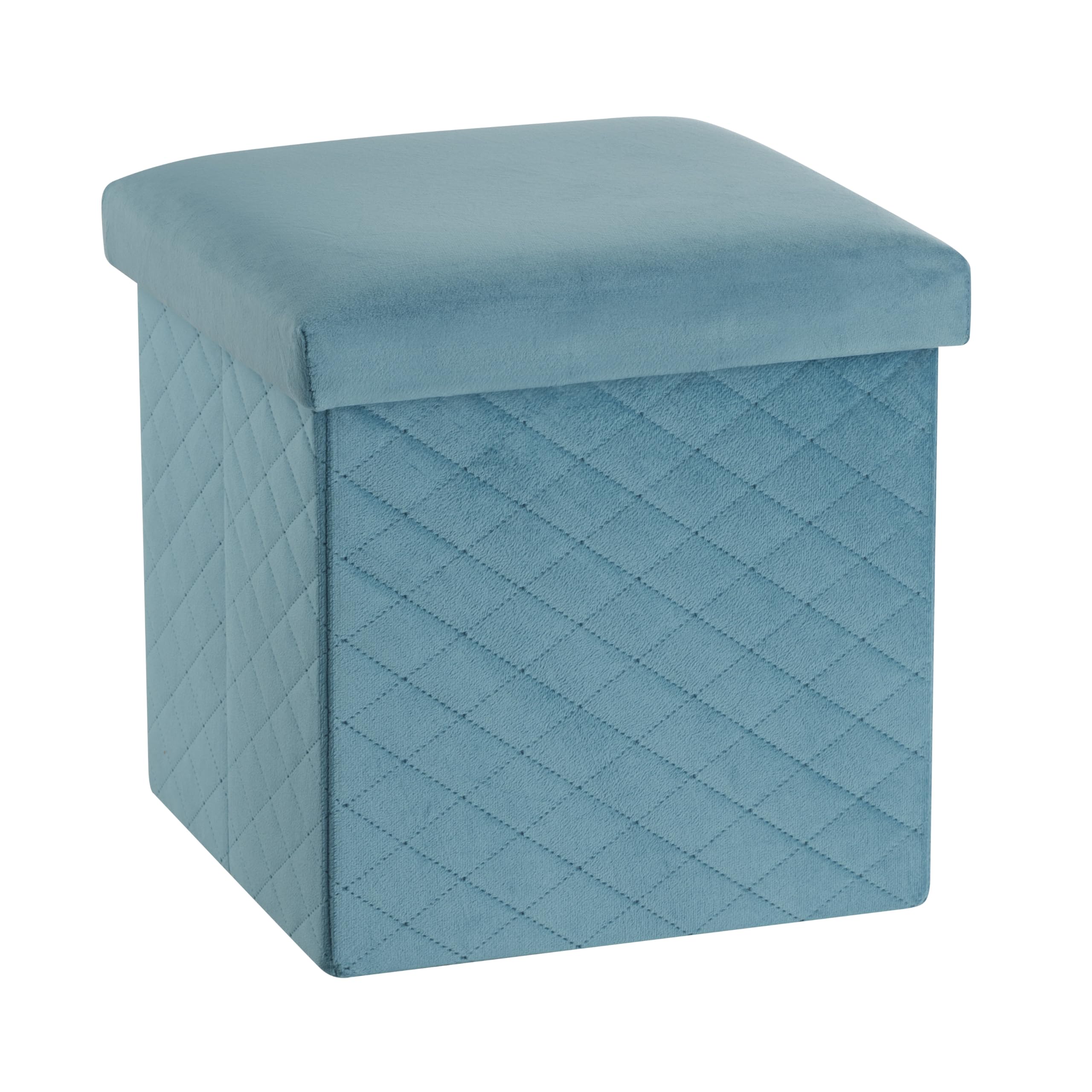 baroni-home-pouf-cube-velours-bleu-p-trole-35x35cm-rangement image 1