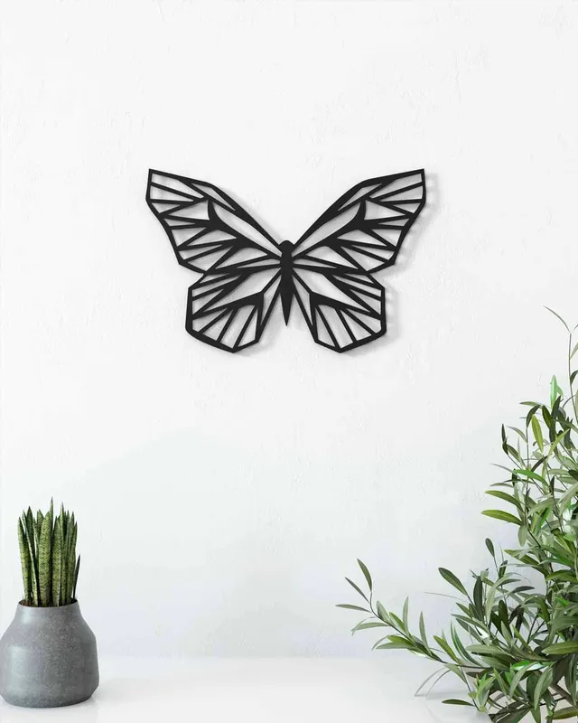je-suis-art-animaux-papillon-one-line-d-co-murale-m-tal-noir image 1