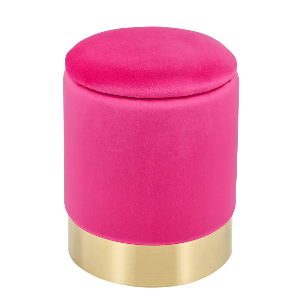 baroni-home-pouf-container-velours-fuchsia-31x31x39-cm image 1
