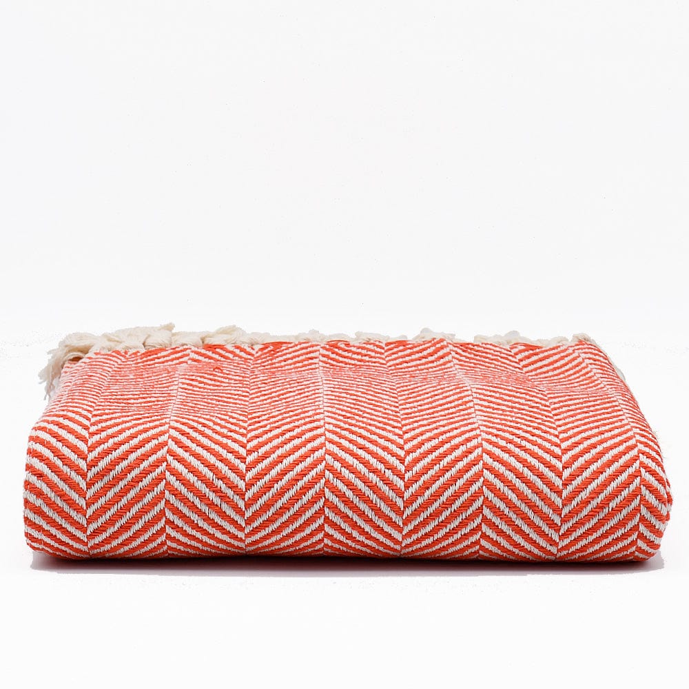 luisa-paix-o-plaid-chevrons-couverture-coton-orange image 1